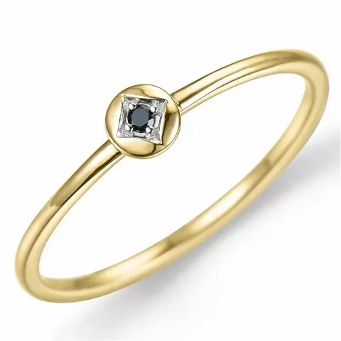 rund sort diamant ring i 9 karat guld 0,01 ct