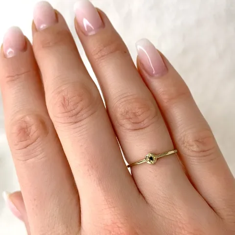 rund sort diamant ring i 9 karat guld 0,01 ct
