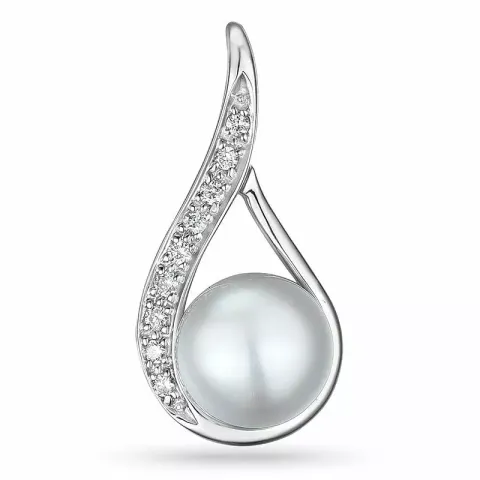 Pärla diamantberlocker i 9 carat vitguld 0,05 ct