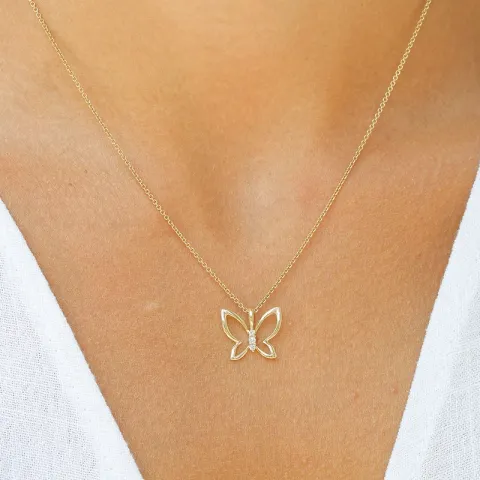 Fjärilar diamant hängen i 9 carat guld 0,04 ct