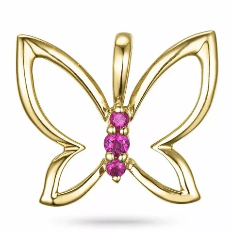 Fjärilar rubin hängen i 9 carat guld 0,07 ct