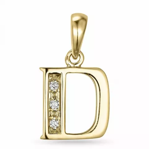 Bokstav d diamant hängen i 9 carat guld 0,02 ct