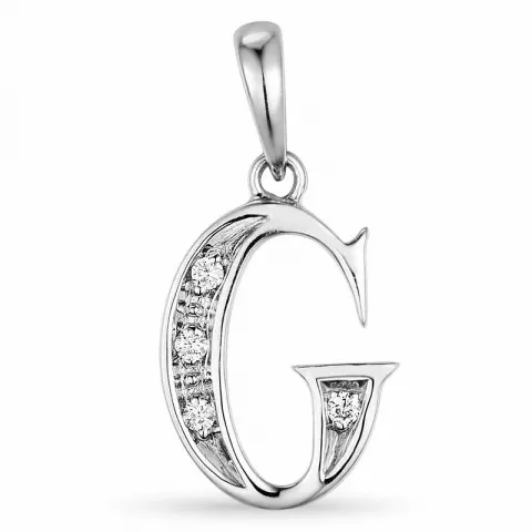 Bokstav g diamant hängen i 9 carat vitguld 0,03 ct