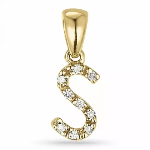 Bokstav s diamant hängen i 9 carat guld 0,05 ct