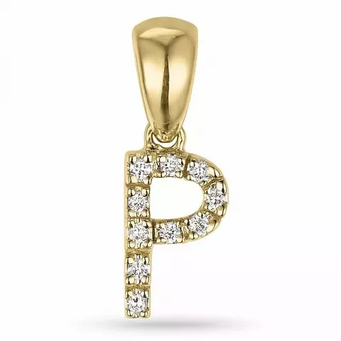 Bokstav p diamant hängen i 9 carat guld 0,06 ct