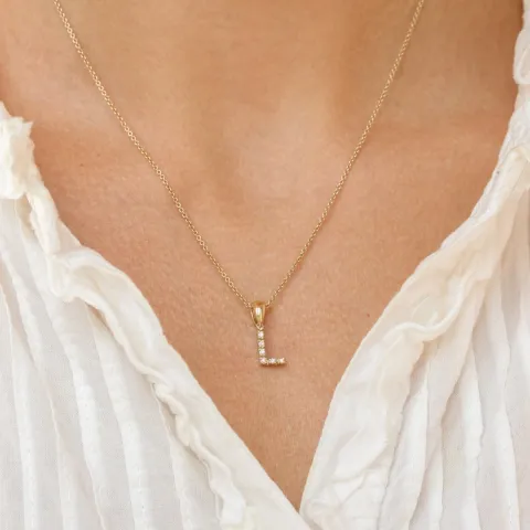Bokstav l diamant hängen i 9 carat guld 0,03 ct