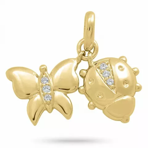 Fjärilar diamantberlocker i 9 carat guld 0,06 ct
