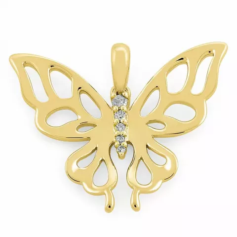 fjärilar diamant hängen i 9 carat guld 0,06 ct