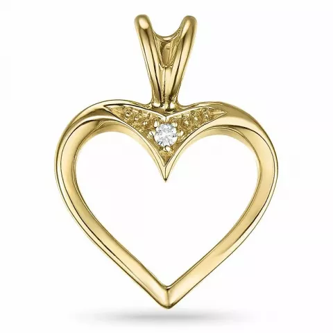 hjärta diamant hängen i 9 carat guld 0,009 ct