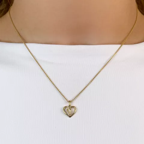Hjärta diamant hängen i 9 carat guld 0,01 ct