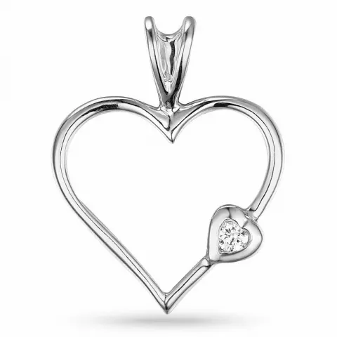 Hjärta diamant hängen i 9 carat vitguld 0,01 ct