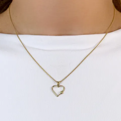 Hjärta diamantberlocker i 9 carat guld 0,009 ct