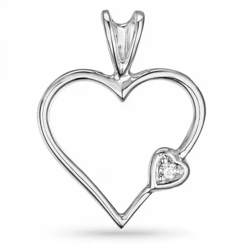 Hjärta diamant hängen i 9 carat vitguld 0,009 ct