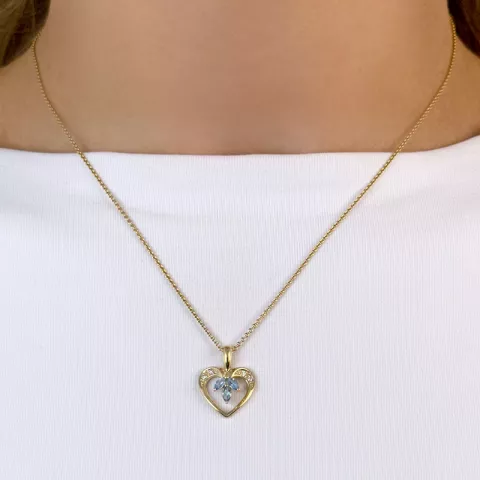 Hjärta topas diamantberlocker i 9 carat guld 0,04 ct 0,30 ct