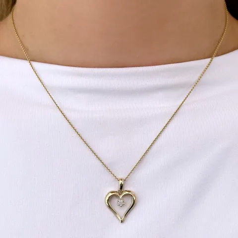 hjärta diamantberlocker i 9 carat guld 0,08 ct