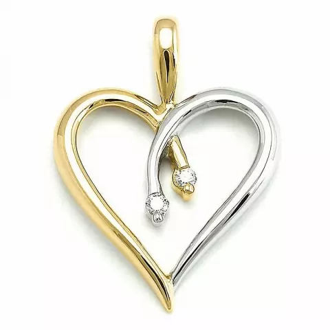 Hjärta diamant hängen i 9 carat guld- och vitguld 0,03 ct ct