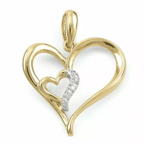 Hjärta hängen i 9 carat guld- och vitguld 0,03 ct ct