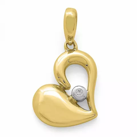hjärta diamant hängen i 9 carat guld- och vitguld 0,01 ct