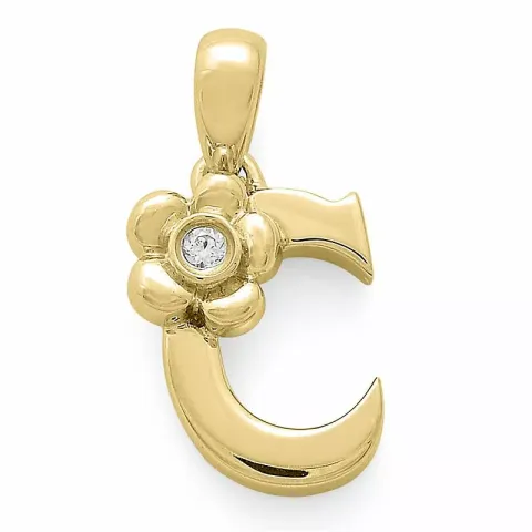 Bokstav c diamant hängen i 9 carat guld 0,01 ct