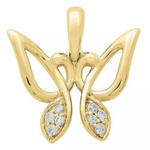 fjärilar diamant hängen i 9 carat guld 0,09 ct