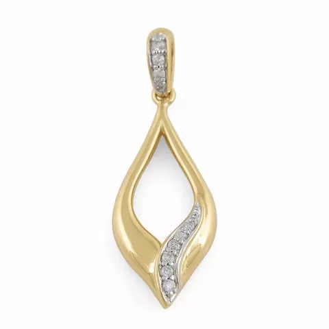 Elegant abstrakt diamantberlocker i 9 carat guld- och vitguld 0,06 ct ct