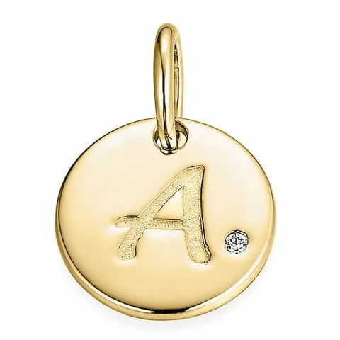 Bokstav a diamant hängen i 9 carat guld 0,01 ct