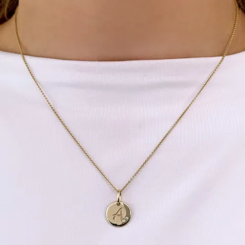 Bokstav a diamant hängen i 9 carat guld 0,01 ct