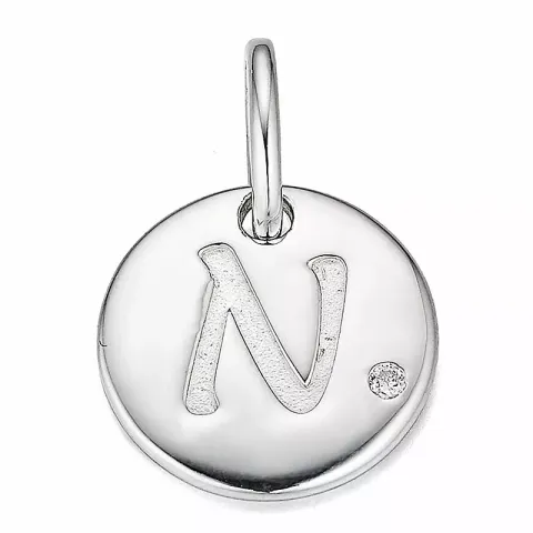 Bokstav n diamant hängen i 9 carat vitguld 0,01 ct