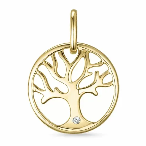 livets träd diamant hängen i 9 carat guld 0,01 ct