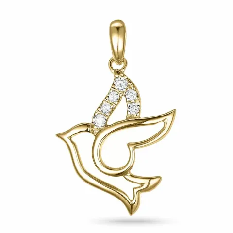 fåglar diamant hängen i 9 carat guld 0,06 ct