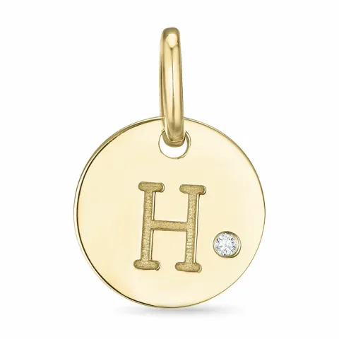 bokstav h diamant hängen i 9 carat guld 0,01 ct