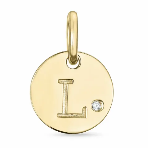 bokstav l diamant hängen i 9 carat guld 0,01 ct