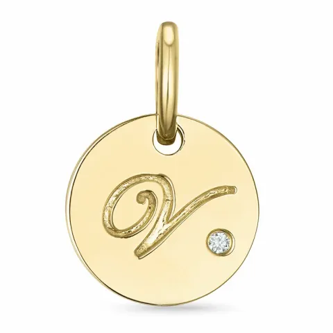bokstav v diamant hängen i 9 carat guld 0,01 ct