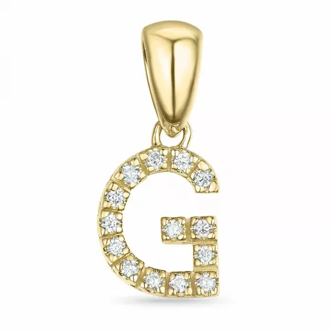 bokstav g diamant hängen i 9 carat guld 0,074 ct