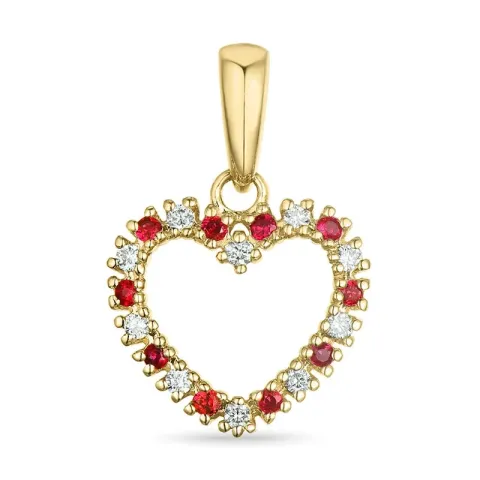 hjärta rubin diamantberlocker i 9 carat guld 0,08 ct 0,09 ct