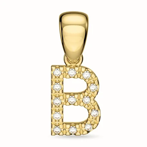 bokstav b diamant hängen i 9 carat guld 0,08 ct