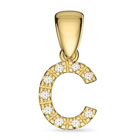 bokstav c diamant hängen i 9 carat guld 0,06 ct