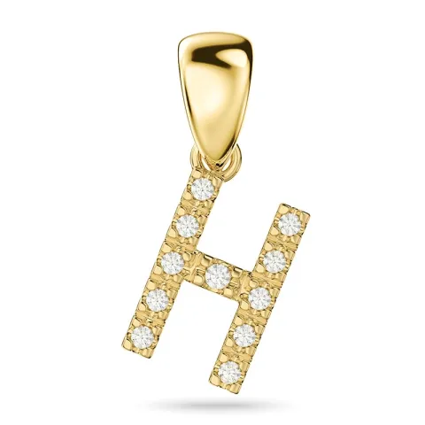 bokstav h diamant hängen i 9 carat guld 0,07 ct