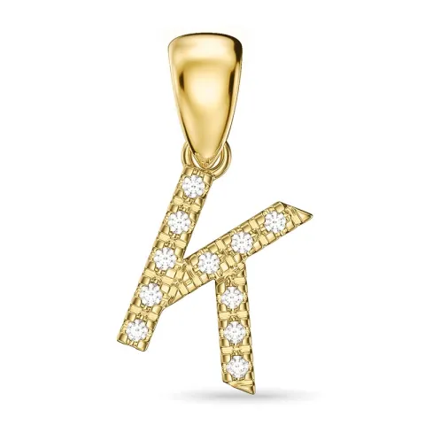 bokstav k diamant hängen i 9 carat guld 0,07 ct