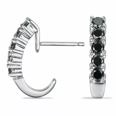 svarta diamant halvcreol i 9 karat vitguld med svart diamant