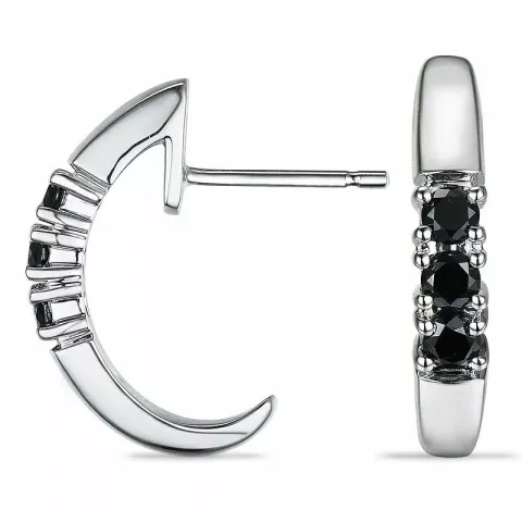 svarta diamant halvcreol i 9 karat vitguld med diamant 