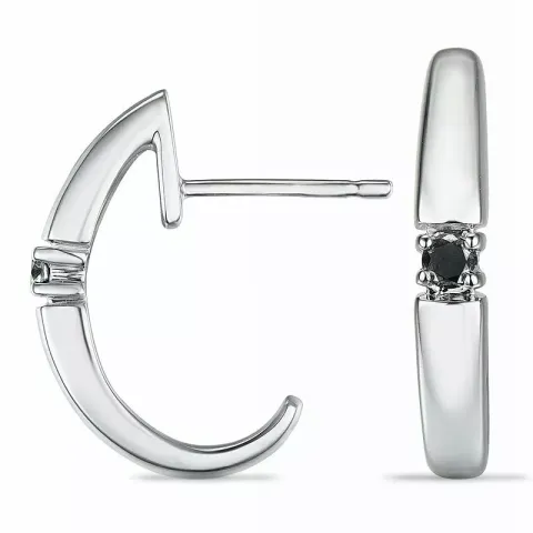 svarta diamant halvcreol i 9 karat vitguld med diamant 