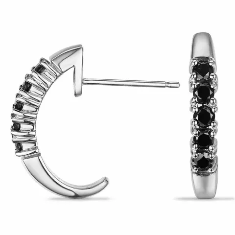 svarta diamant halvcreol i 9 karat vitguld med diamant 