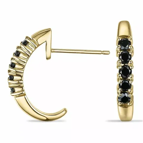 svarta diamant halvcreol i 9 karat guld med diamant 