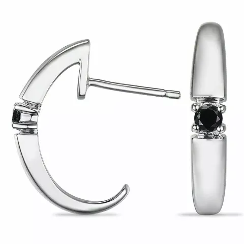 svarta diamant halvcreol i 9 karat vitguld med diamant 