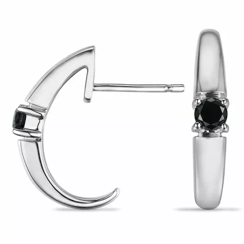 svarta diamant halvcreol i 9 karat vitguld med diamant 