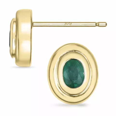 ovala smaragd solitäreörhängestift i 9 karat guld med smaragd 
