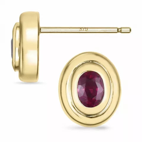 ovala rubin solitäreörhängestift i 9 karat guld med rubin 