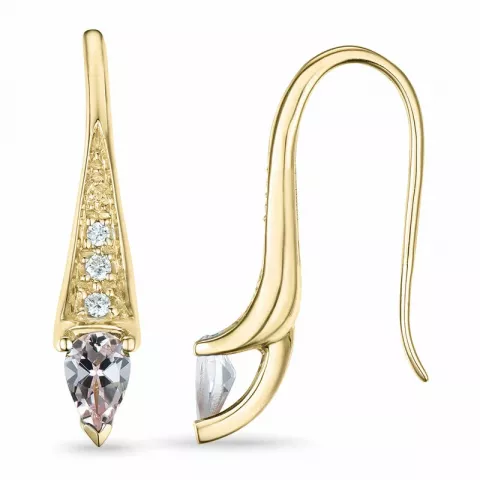 långa morganit briljiantöronringar i 9 karat guld med morganit och diamant 