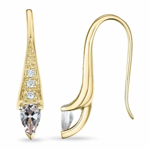 långa morganit briljiantöronringar i 9 karat guld med morganit och diamant